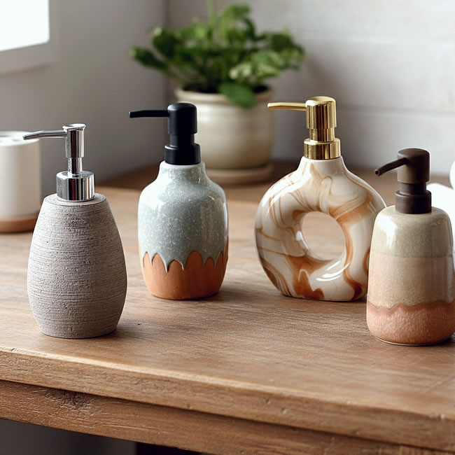  
4種の質感が選べるセラミック製ソープディスペンサー eclat 