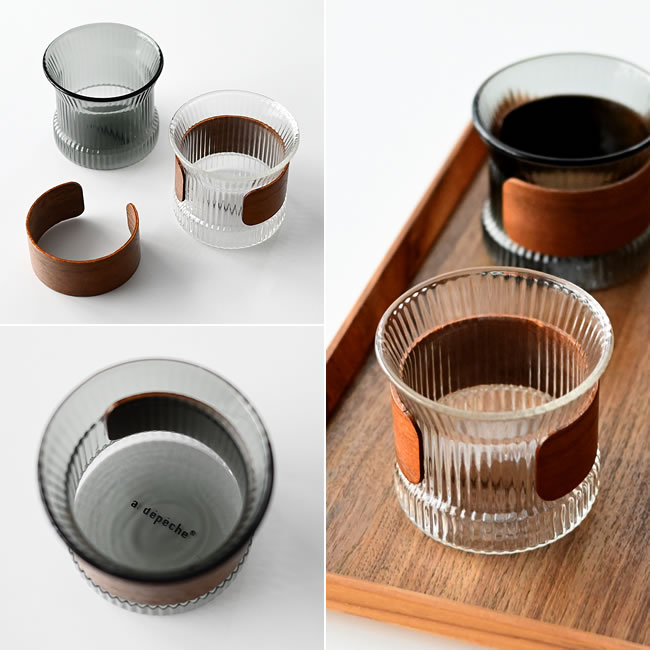  
noon 耐熱ガラスカップ 分解可能なウォルナットスリーブ 