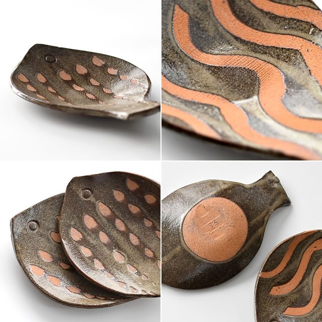  
魚型プレートの質感や模様を写したディテール画像 