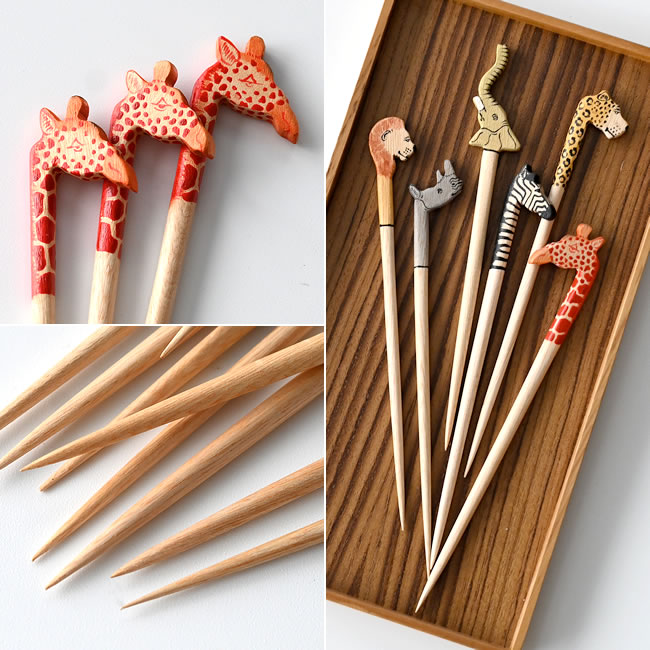 銀製フルーツピック　98g 木製アニマルピック ｜手仕事のどうぶつピック｜ゼネラルストア オルネ