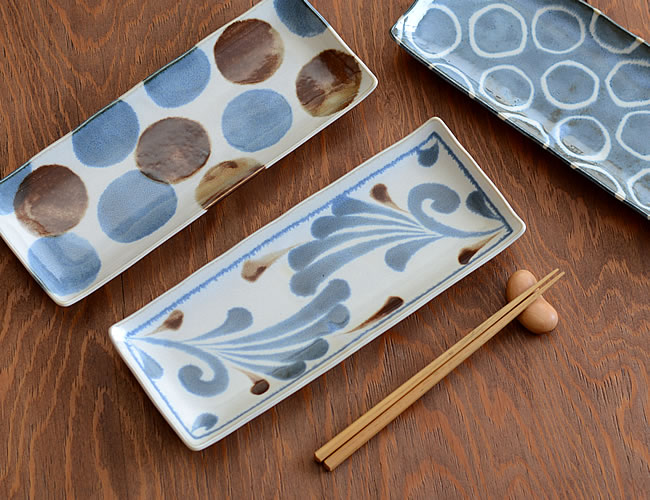 Brush Blue 長角皿
