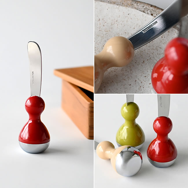  
丸みのある持ち手とステンレス刃のディテール 自立型バターナイフ 