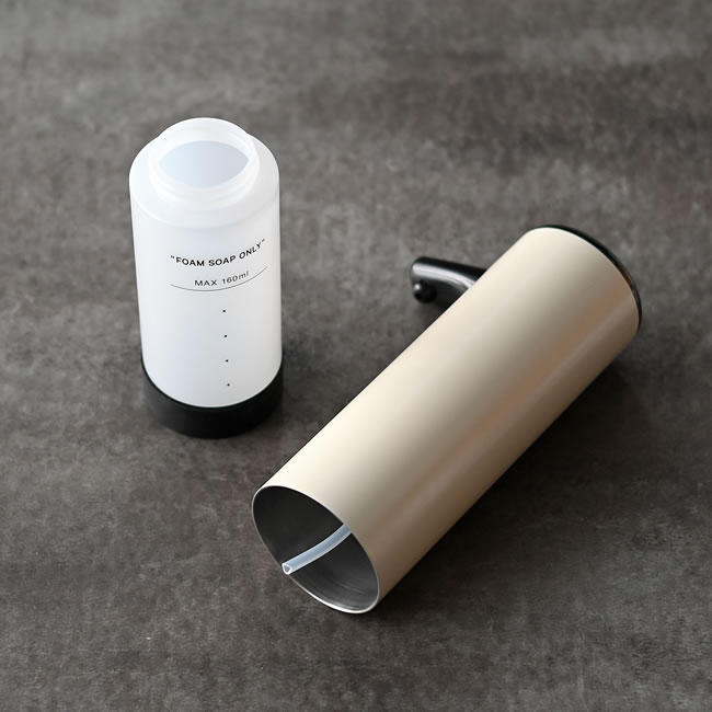  
内部ボトルが取り外せる泡ソープディスペンサー構造 