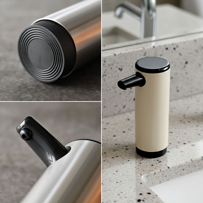  
ソープディスペンサーのノズル部分と底面ディテール 