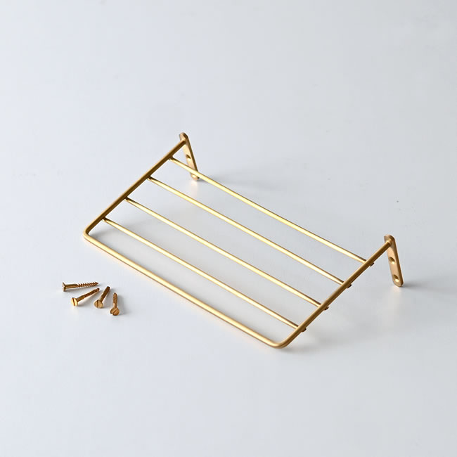 取付け用ネジが付属した真鍮製ワイヤーシェルフの商品単体画像