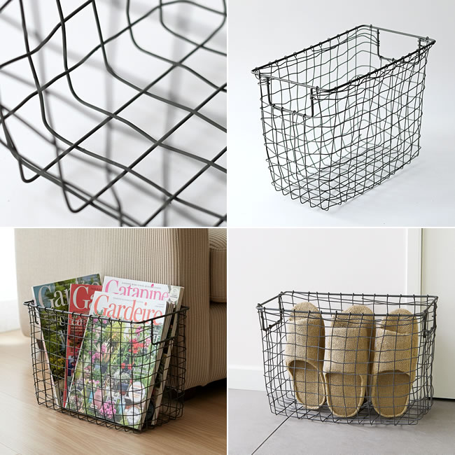  
ワイヤー素材のバスケット 