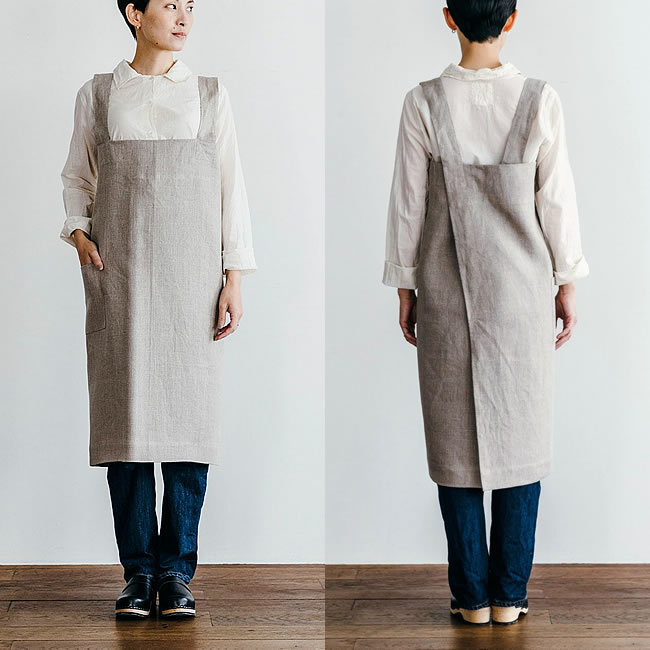  
fog linen work スクエア クロスエプロン ナチュラル 