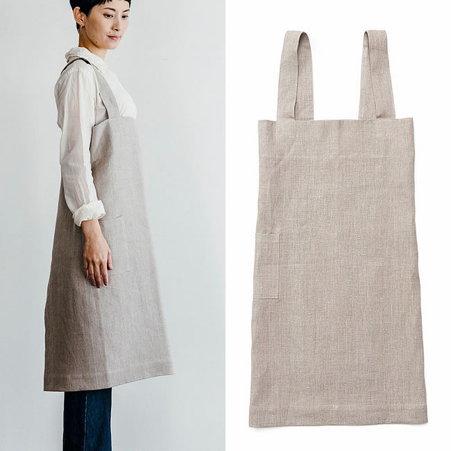  
fog linen work スクエア クロスエプロン ナチュラル 