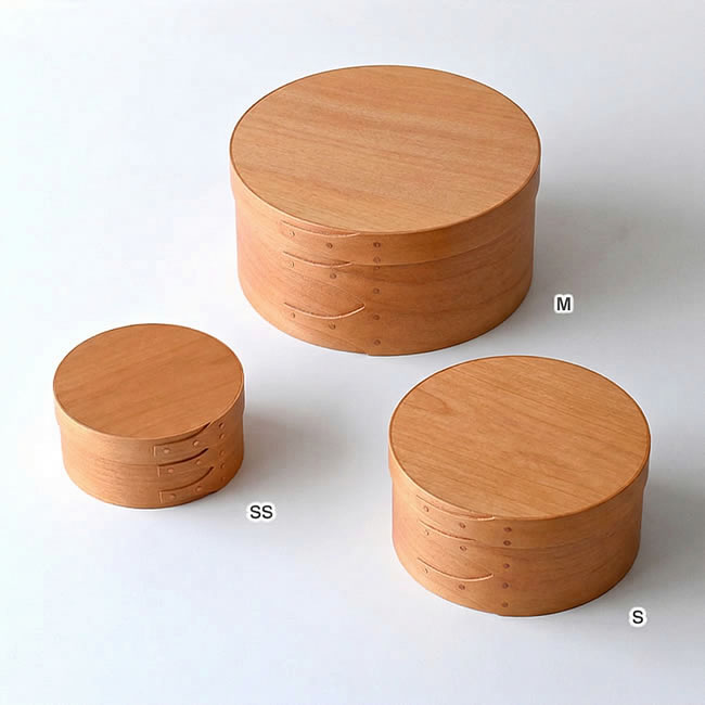 シェーカーラウンドボックス ライトブラウンのサイズ比較 SS・S・M