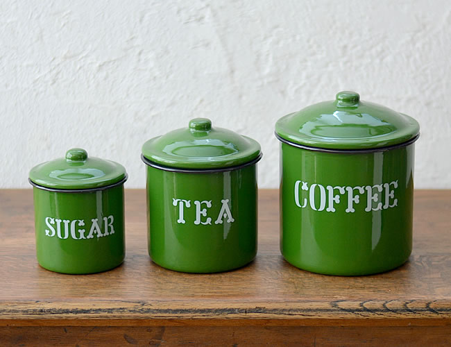 ホーローキャニスターセット GREEN