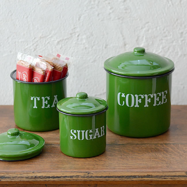 ホーローキャニスターセット GREEN