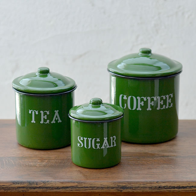 ホーローキャニスターセット GREEN