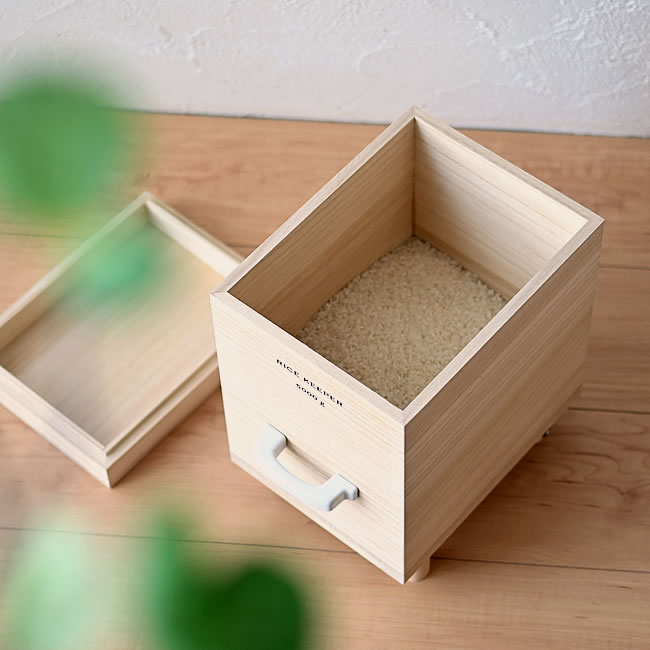 桐 米びつ ライスストッカー　10kg 伊吹物産 技物専科 ibuki_rice10_dr6.jpg