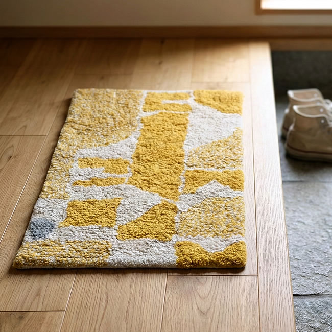 
Corin コットンマット 玄関に敷いた使用イメージ イエロー 