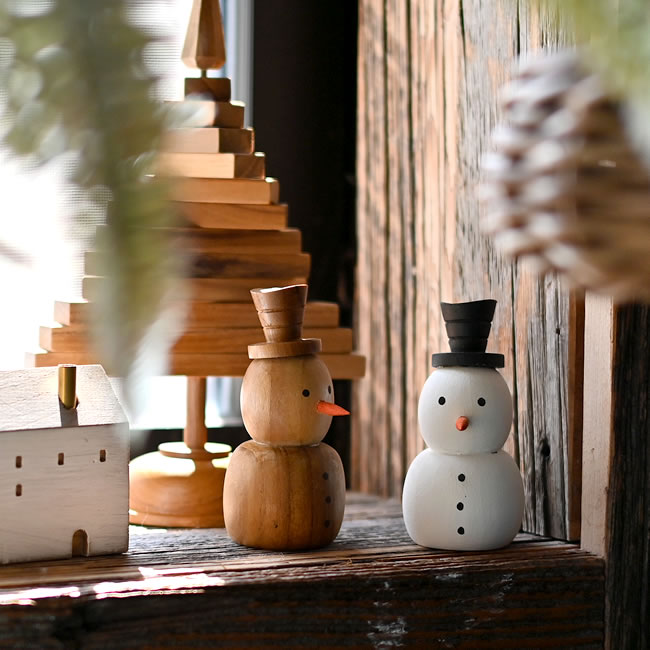  
木製 ゆきだるまオブジェ 