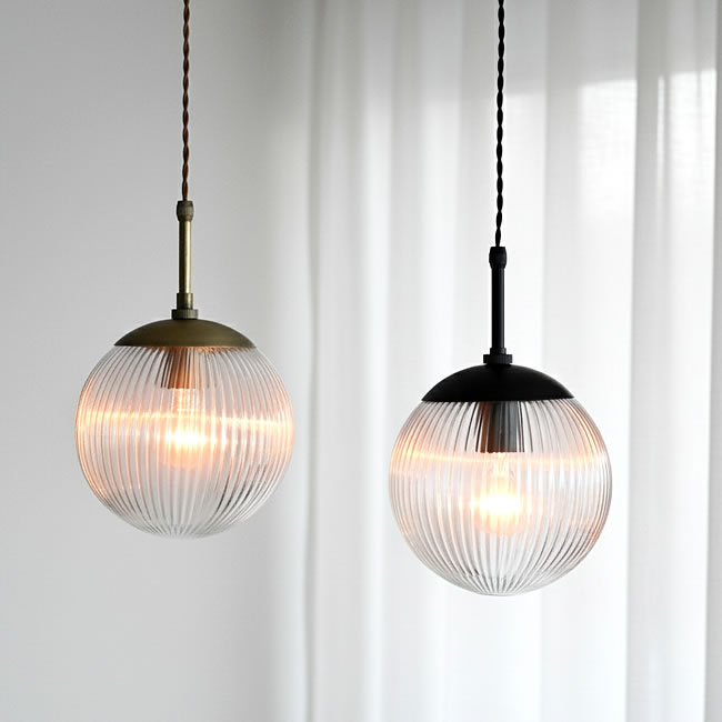 プリーツガラス ペンダントライト｜ブロンズ・ブラック｜ゼネラル