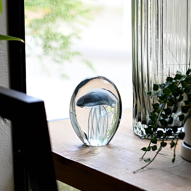 OVAL ガラスアート ジェリーフィッシュ