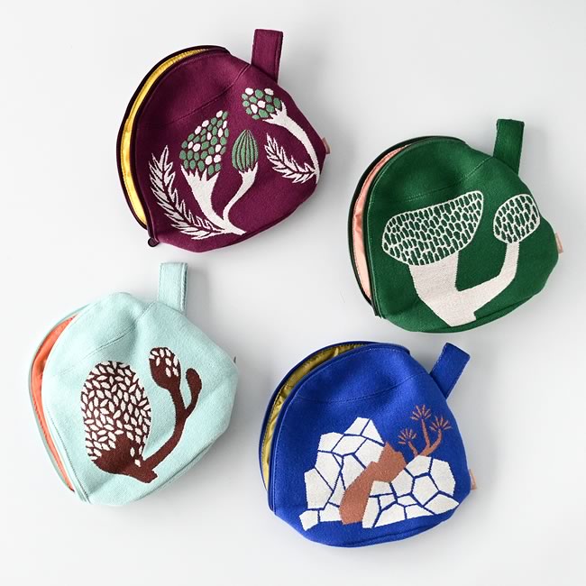  
moritaMiW 植物と動物モチーフのマチ付きポーチ 裏面デザイン 全4柄 