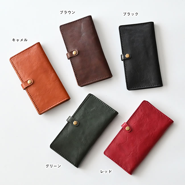  
全カラーを並べた手帳型カードケース5色 