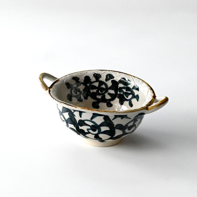  
手書きたこ唐草 両手付きボウル 