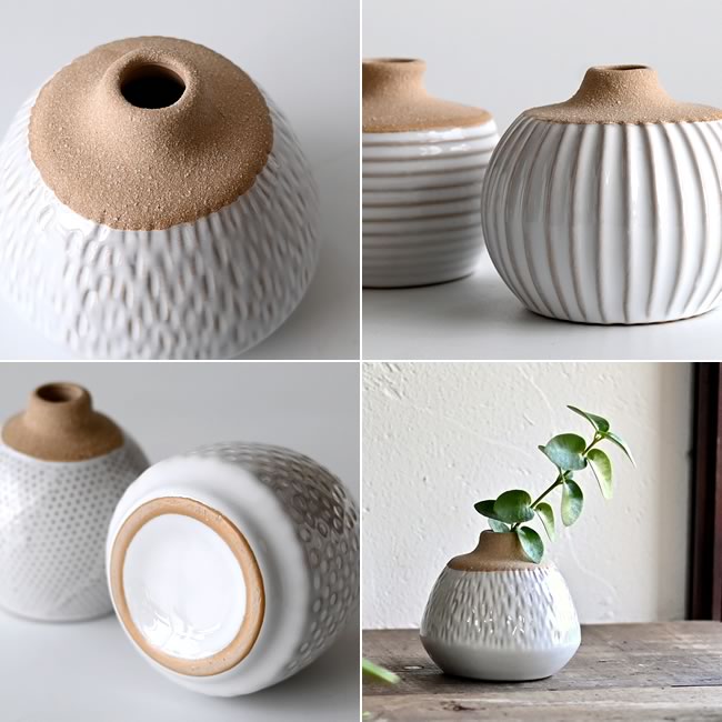 質感や底面のディテールが分かる白陶ベース