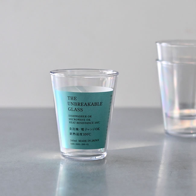 ラベル付きのTHE 壊れないグラス 240ml