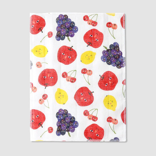 くだもの柄 かや織ふきん デザイン