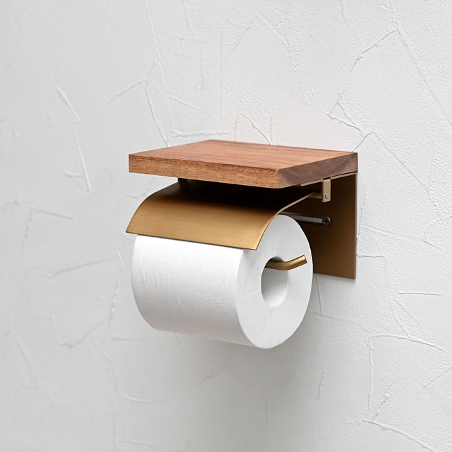 ブラックフレームの棚付きトイレットペーパーホルダー