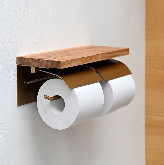 ブロンズカラーのダブルトイレットペーパーホルダー