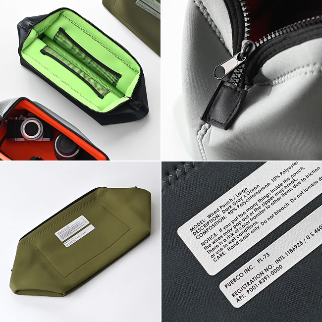 メッシュポケットやファスナーのディテール