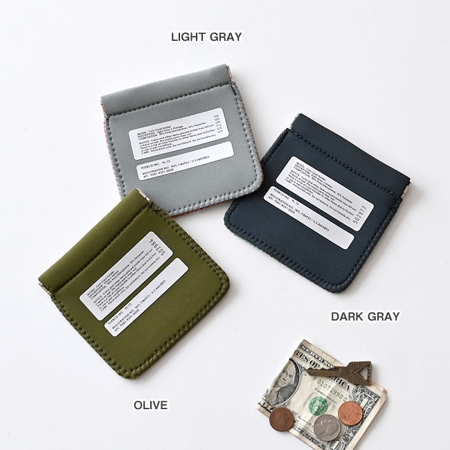 ライトグレー、ダークグレー、オリーブの3色展開のコイン＆カードホルダー
