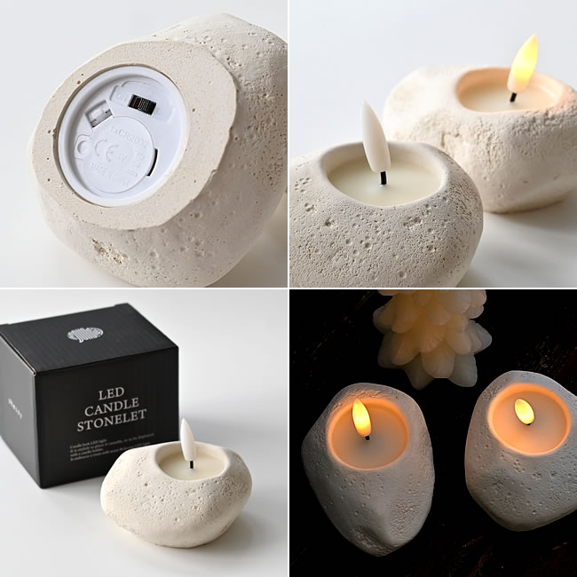  
炎のように揺らぐ、ストーンレット LEDキャンドル 
