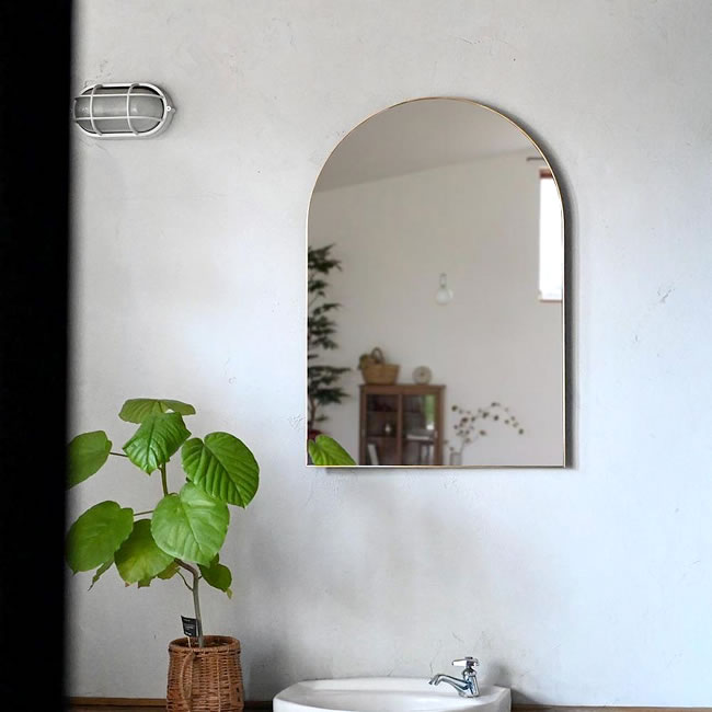 ブラスエッジ ウォール＆スタンドミラー（アーチ・バブル）｜真鍮