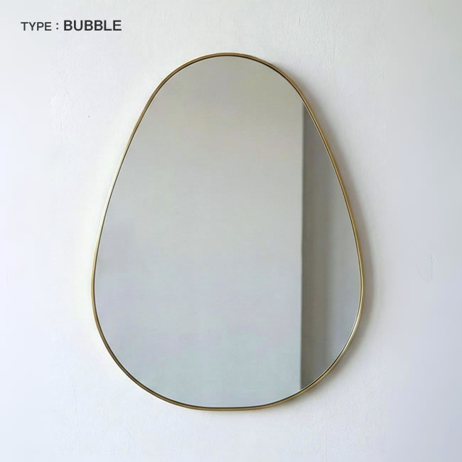  
BUBBLEタイプ 真鍮フレームウォールミラー正面 