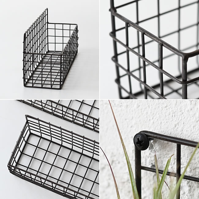 ジョセフアイアン ワイヤーラックの側面やワイヤーの質感、取り付け部分のディテール