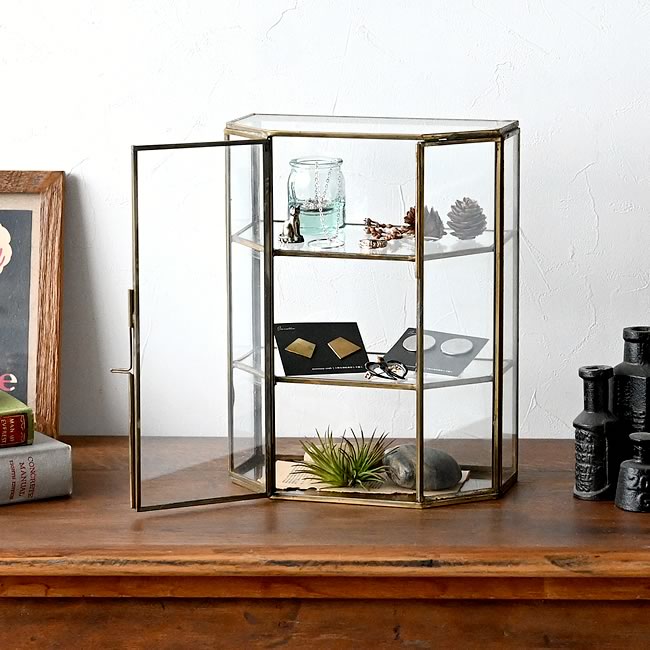 モロッカンガラス 3段コレクションボックス｜アンティーク調 卓上