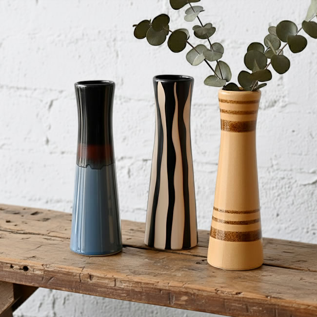 【希少】コルナム　ハイスベッカー　オランダ　フラワーベース　オブジェ　花器 DRUM タワーベース｜ドライフラワーに合うスリム花器｜ゼネラルストア