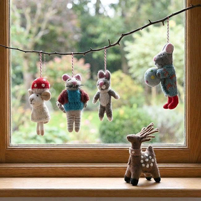 フェルトオーナメント】ネパールの手づくりで楽しむ冬の動物飾り