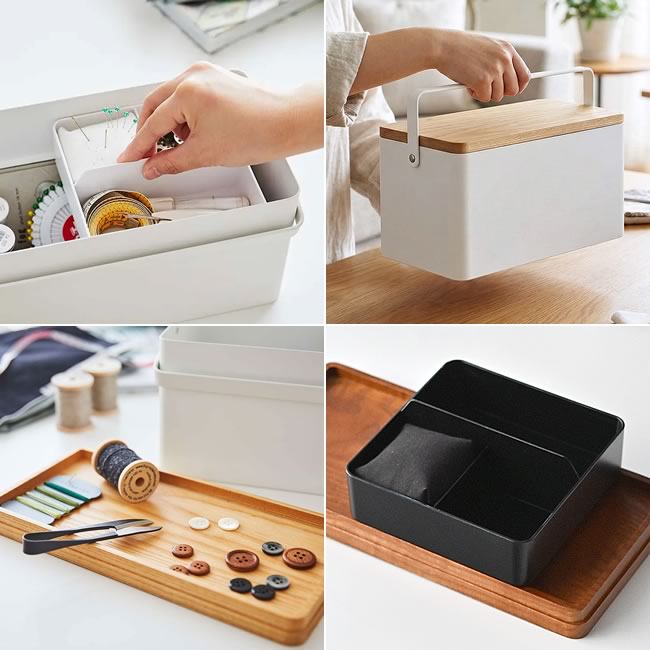  
取り外せるトレー付きの裁縫箱 使用イメージ 